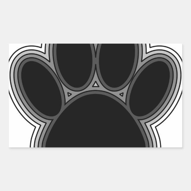 Sticker Rectangulaire Chien Paw Avec Plan (Devant)