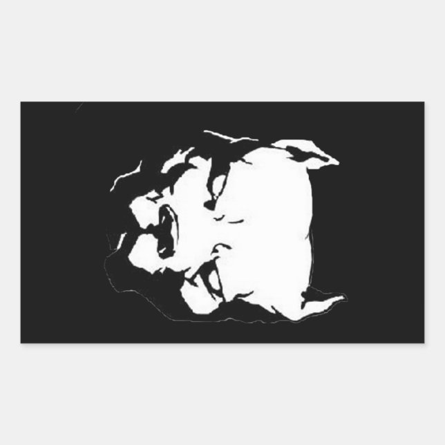 Sticker Rectangulaire Chien Pitbull en colère (Devant)