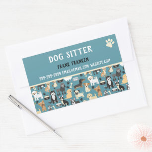 Sticker Rectangulaire Chien Sitter Chien Walker Motif de chiot