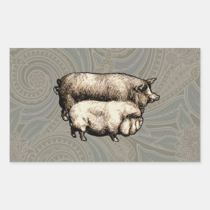 Sticker Rectangulaire Chiens d'antiquités dessin Vintage