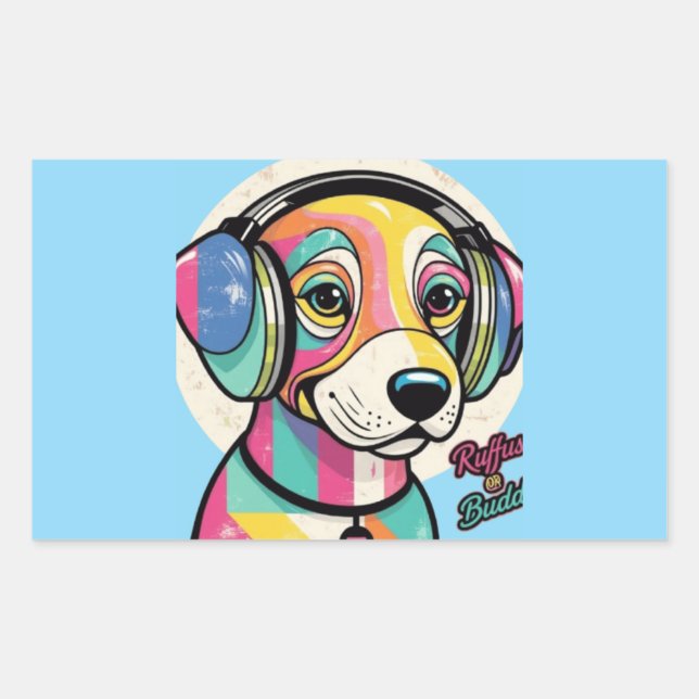 Sticker Rectangulaire Chiot super (Devant)
