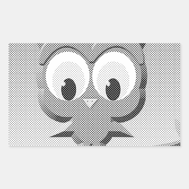 Sticker Rectangulaire Chouette À Papier En Noir Et Blanc (Devant)