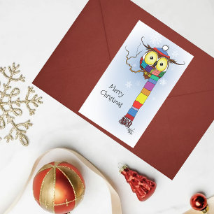 Sticker Rectangulaire Chouette Snowflakes Scarf Casquette mou