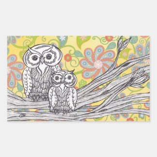 Sticker Rectangulaire Chouettes 03