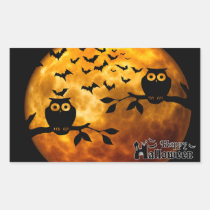 Sticker Rectangulaire Chouettes déplaisantes, chauves-souris vampires et
