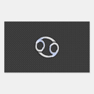 Sticker Rectangulaire Chrome comme cancer Zodiac Connexion Noir