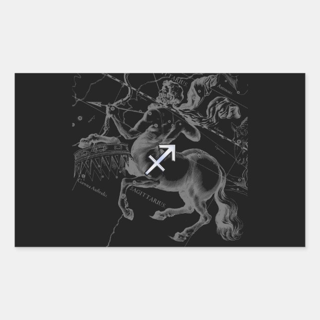 Sticker Rectangulaire Chrome Comme Sagittarius Signe Zodiaque Hevelius D (Devant)