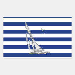 Sticker Rectangulaire Chrome voile sur les bandes marines
