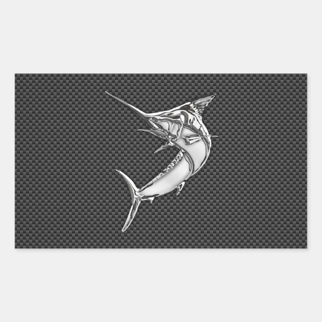 Sticker Rectangulaire Chromes Style Marlin on Carbon (Devant)