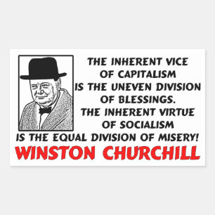 Sticker Rectangulaire Churchill : Le Socialisme Est La Misère !