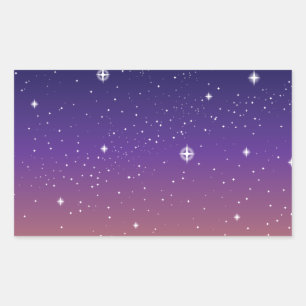 Sticker Rectangulaire Ciel étoilé de coucher de soleil violet et or