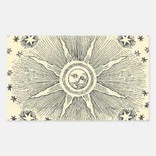 Sticker Rectangulaire Ciel Nocturne Antique Étoiles Solaires Zodiaque Mé