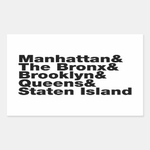 Sticker Rectangulaire Cinq Boroughs ~ New York City
