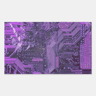Sticker Rectangulaire Circuit imprimé cybernétique violet Art électroniq