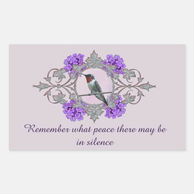 Sticker Rectangulaire Citation de Desiderata et colibri pacifique (Devant)