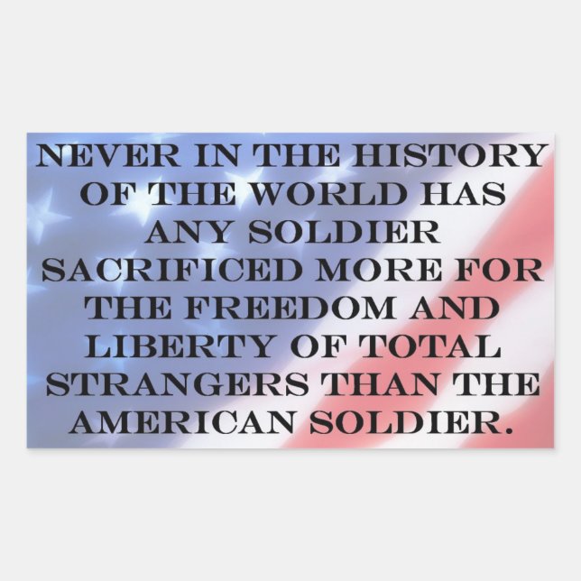 Sticker Rectangulaire Citation du drapeau américain du soldat patriotiqu (Devant)
