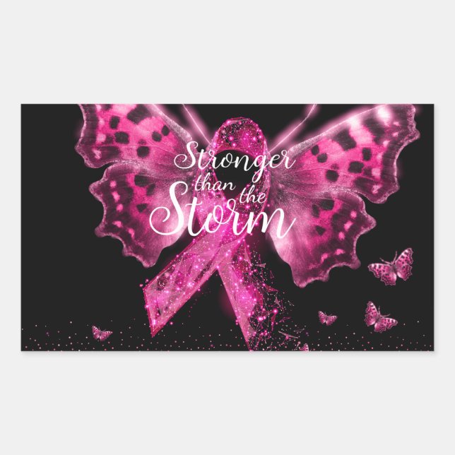 Sticker Rectangulaire Citation du papillon de sensibilisation au cancer  (Devant)