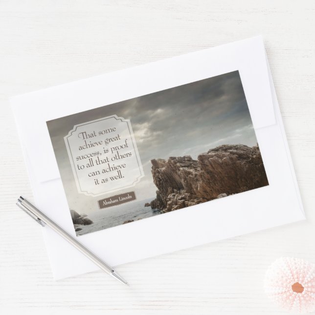 Sticker Rectangulaire Citation Inspirationnelle Abraham Lincoln "Succès" (Enveloppe)