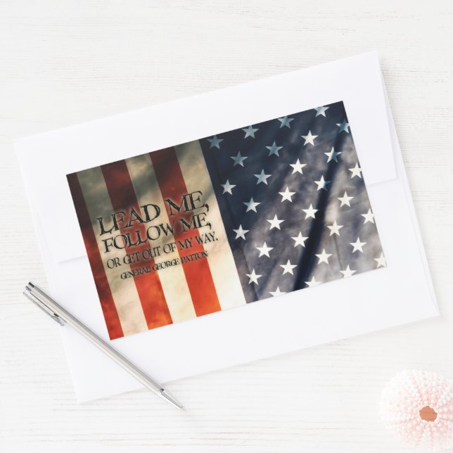 Sticker Rectangulaire Citation Inspirationnelle de George Patton "Mon ch (Enveloppe)