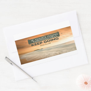Sticker Rectangulaire Citation inspirée de Winston Churchill "Continuez"