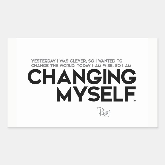 Sticker Rectangulaire CITATIONS : Rumi : Changement (Devant)