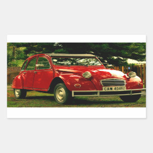 Sticker Rectangulaire Citroën rouge 2CV
