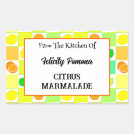 Sticker Rectangulaire Citron, chaux et oranges Agrumes Fruit modifiable