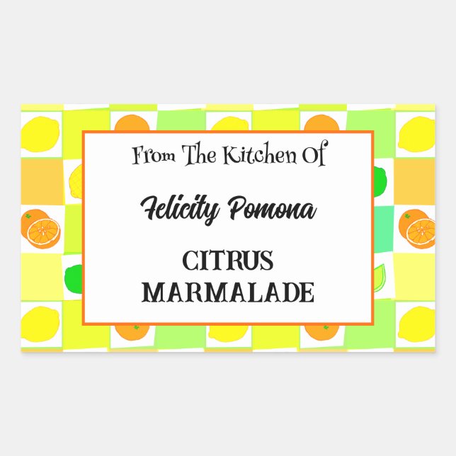 Sticker Rectangulaire Citron, chaux et oranges Agrumes Fruit modifiable (Devant)