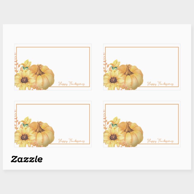 Sticker Rectangulaire Citrouilles d'aquarelle douce (Feuille)