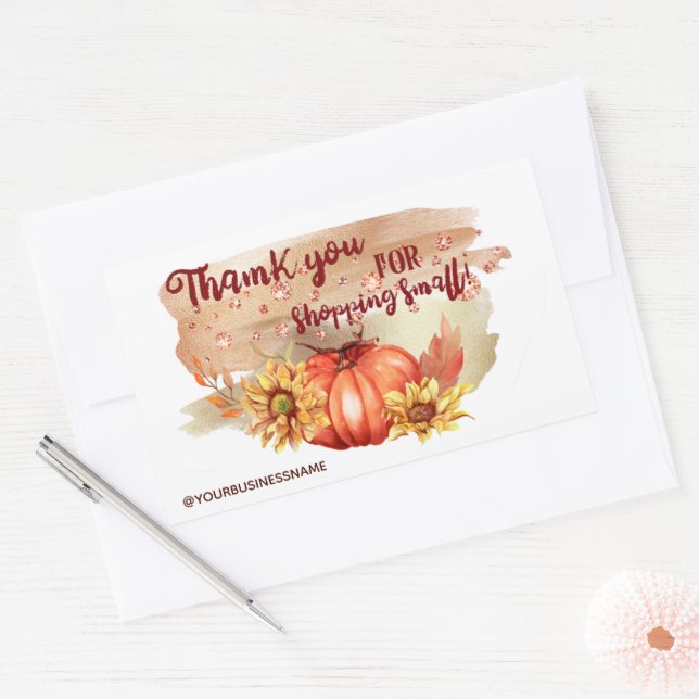Sticker Rectangulaire Citrouilles d'aquarelle et tournesols (Enveloppe)
