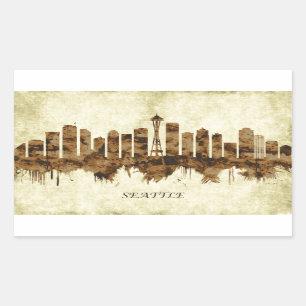 Sticker Rectangulaire Cityscape de Seattle
