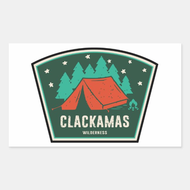 Sticker Rectangulaire Clackamas Wilderness Camping Oregon (Devant)
