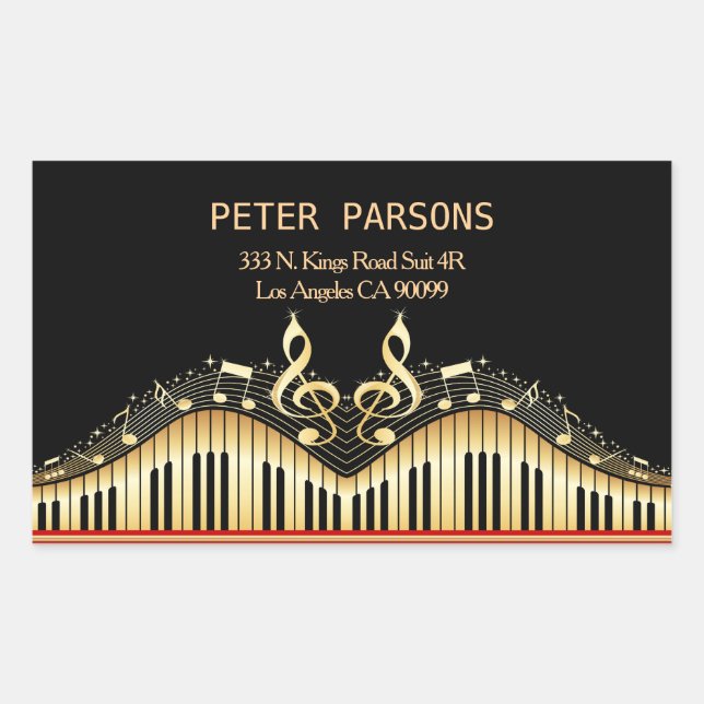 Sticker Rectangulaire Clavier Or Et Noir Et Clé Arbre (Devant)