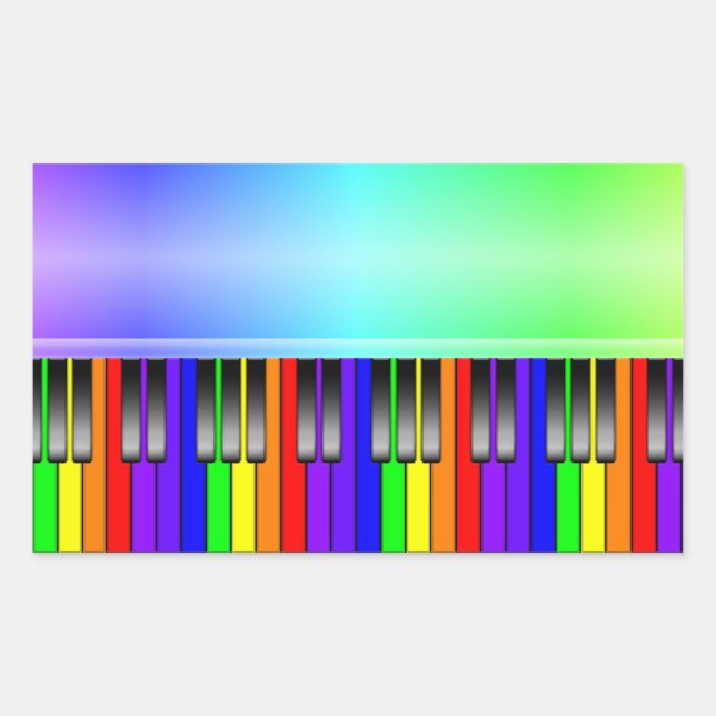 Sticker Rectangulaire Clavier pour piano arc-en-ciel (Devant)