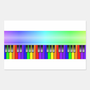 Sticker Rectangulaire Clavier pour piano arc-en-ciel