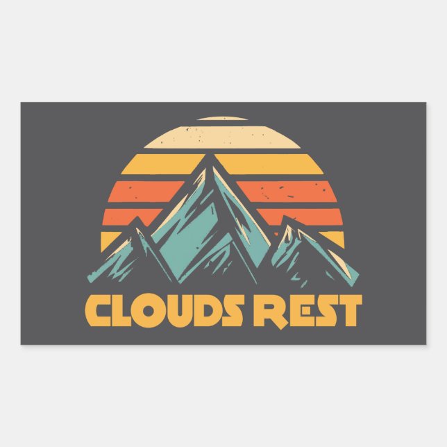 Sticker Rectangulaire Clouds Rest Mountain Yosemite Retro Turquoise (Devant)