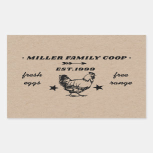 Sticker Rectangulaire coco de famille poule oeufs frais