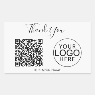 Sticker Rectangulaire Code QR du logo de votre entreprise Merci