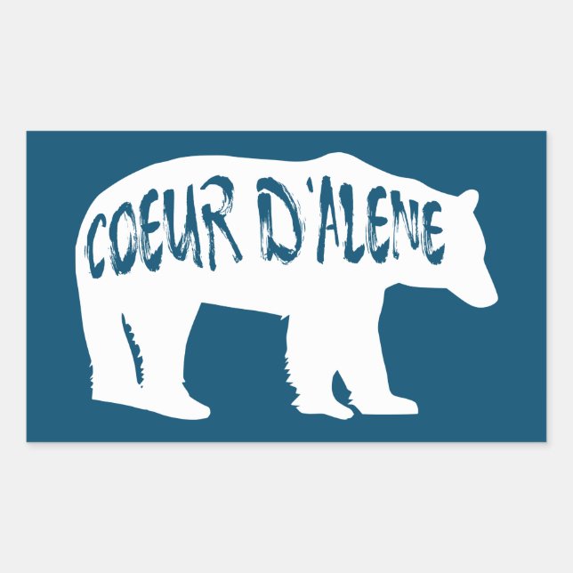 Sticker Rectangulaire Coeur d'Alene Idaho Bear (Devant)