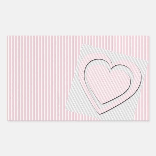 Sticker Rectangulaire Coeur d'amour rose #2 (Devant)