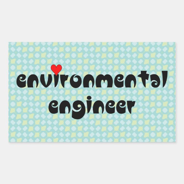 Sticker Rectangulaire Coeur de l'ingénieur de l'environnement (Devant)