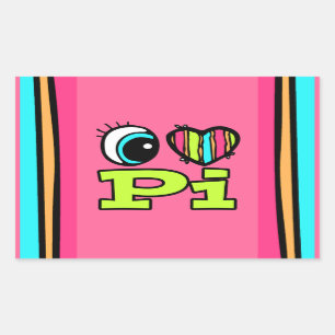 Sticker Rectangulaire Coeur des yeux lumineux J'aime Pi