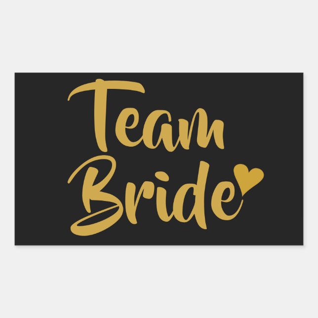 Sticker Rectangulaire Coeur d'or de la mariée (Devant)