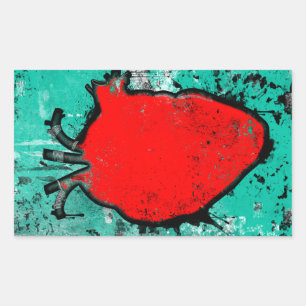 Sticker Rectangulaire coeur grinçant