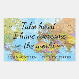 Sticker Rectangulaire Coeur, j'ai surmonté le monde.