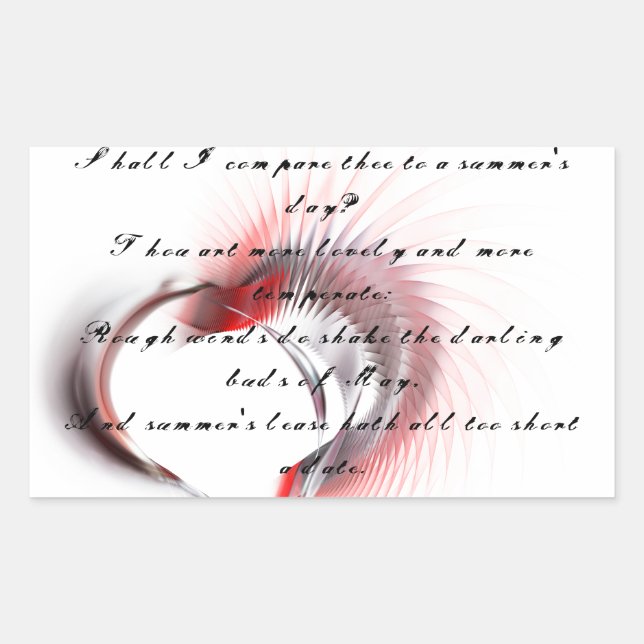 Sticker Rectangulaire Coeur métallique avec sonnet de Shakespeare 18 (Devant)