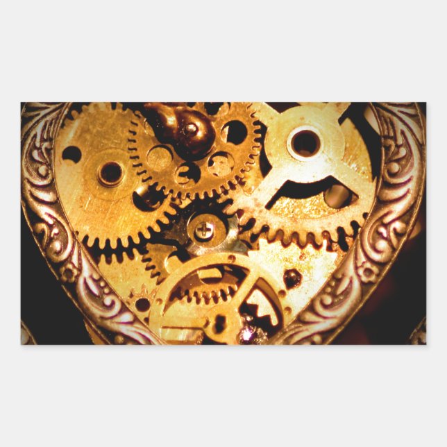 Sticker Rectangulaire coeur steampunk (Devant)