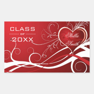 Sticker Rectangulaire Coeurs Des Fissures Blanches Et Rouges - Graduatio