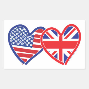 Sticker Rectangulaire Coeurs du drapeau américain Union Jack