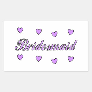 Sticker Rectangulaire Coeurs Mariages de Bridesmaid